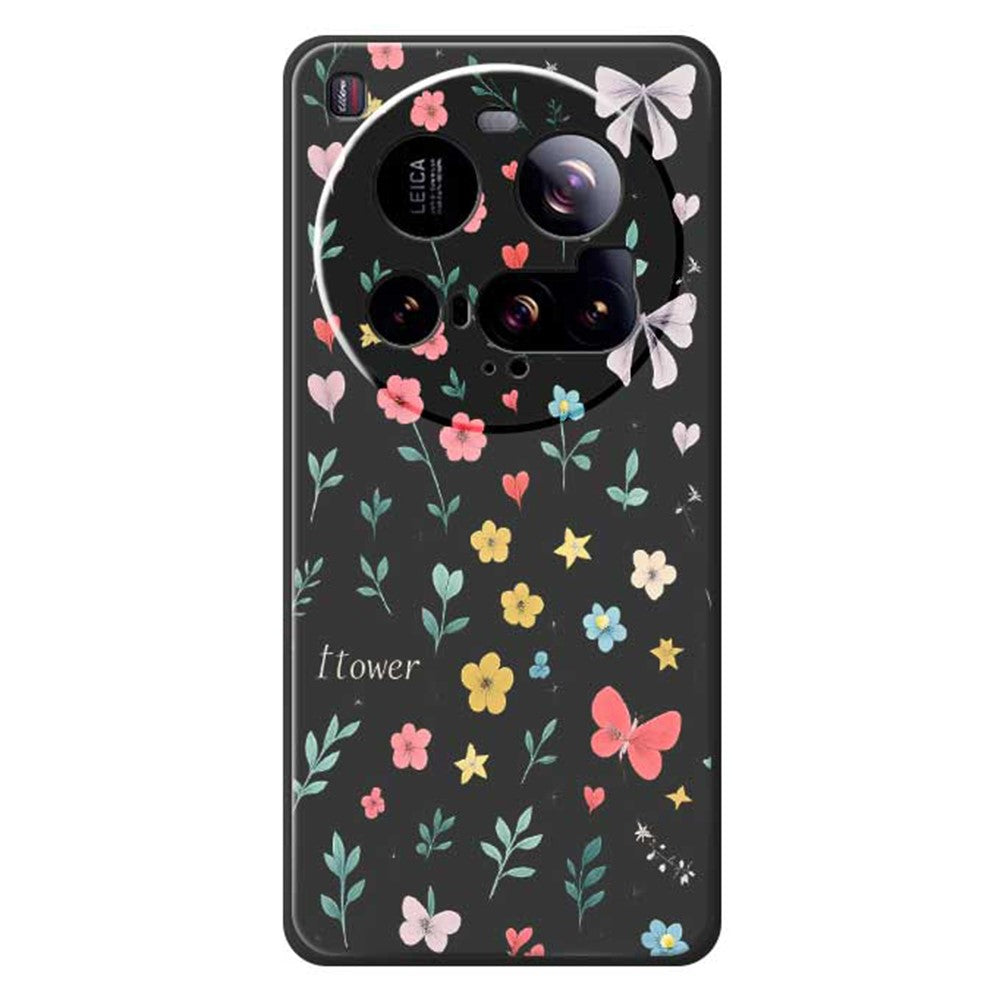 Xiaomi 15 Ultra-skal med blommigt rosettmönster och rak kant i TPU-mobilens baksida