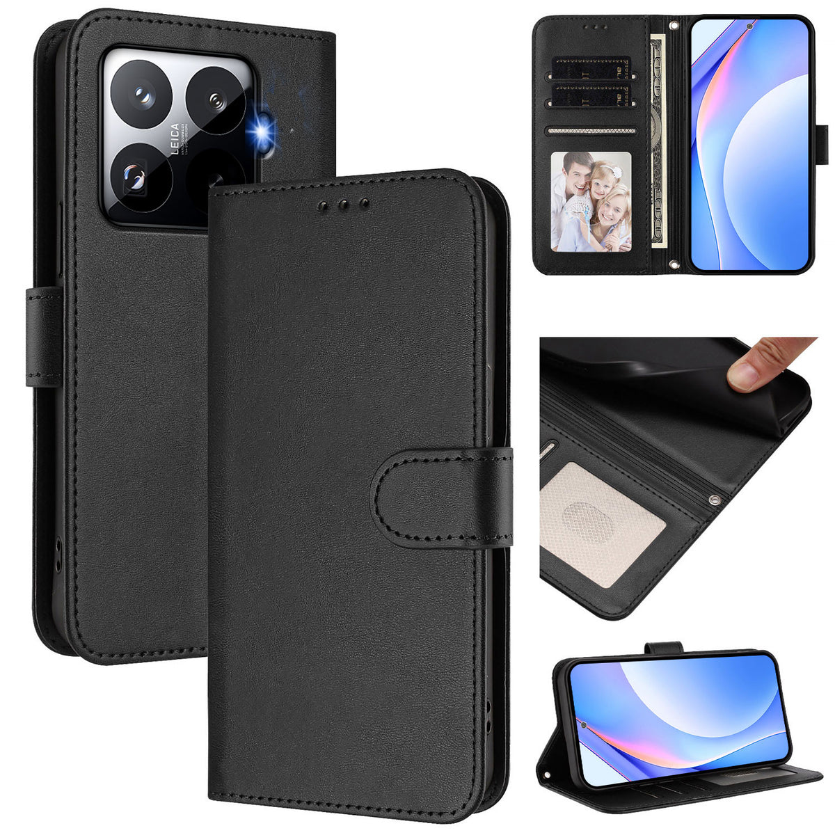 For Xiaomi 15T Pro Wallet Case RFID Blocking Calf Texture Leather Stand Phone Cover with Strap