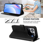 For Xiaomi 15T Pro Wallet Case RFID Blocking Calf Texture Leather Stand Phone Cover with Strap