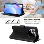 For Xiaomi 15T Wallet Case RFID Blocking Calf Texture Leather Stand Phone Cover with Strap