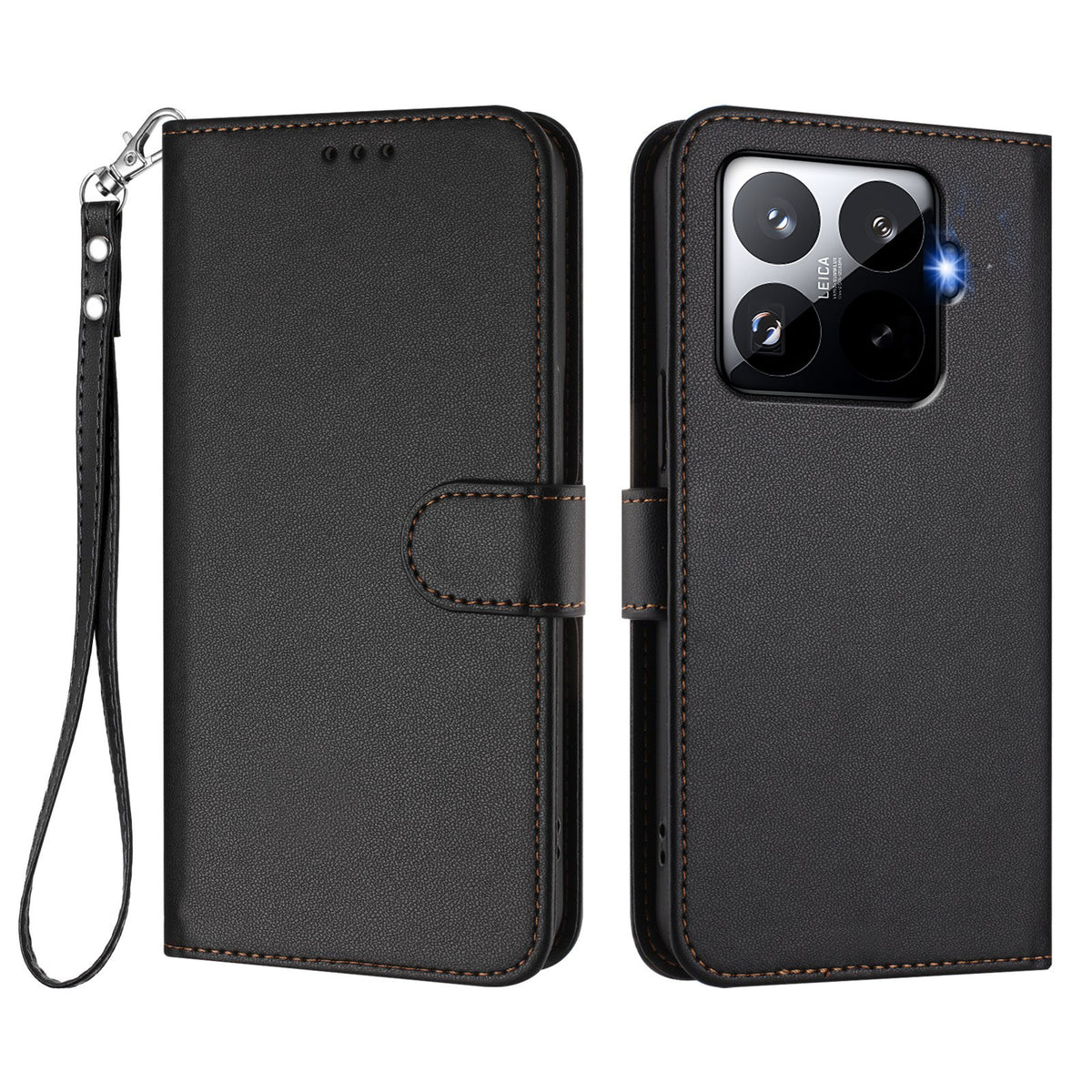 For Xiaomi 15T Pro Leather Case Wallet Stand Phone Cover with Wrist Strap