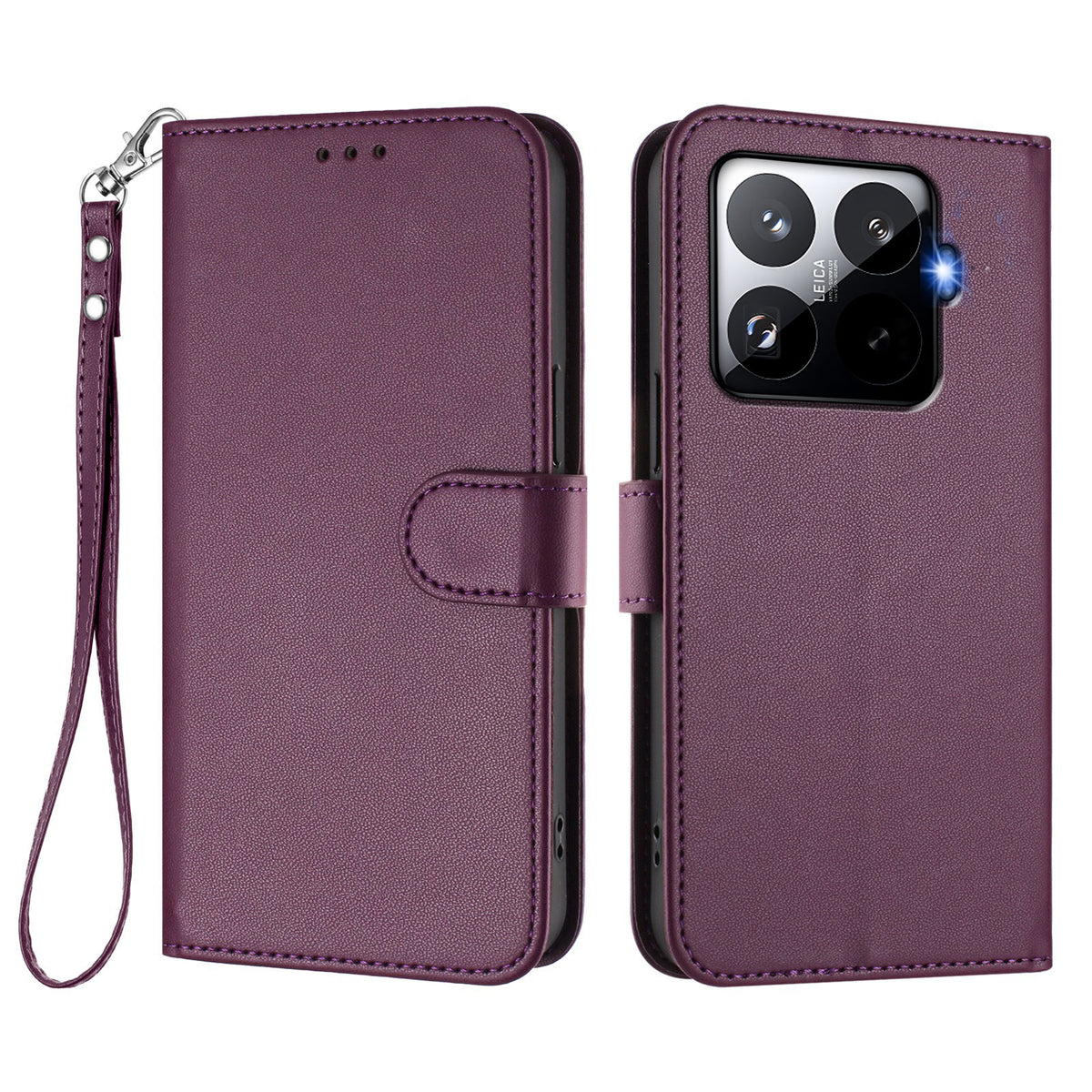 For Xiaomi 15T Pro Leather Case Wallet Stand Phone Cover with Wrist Strap