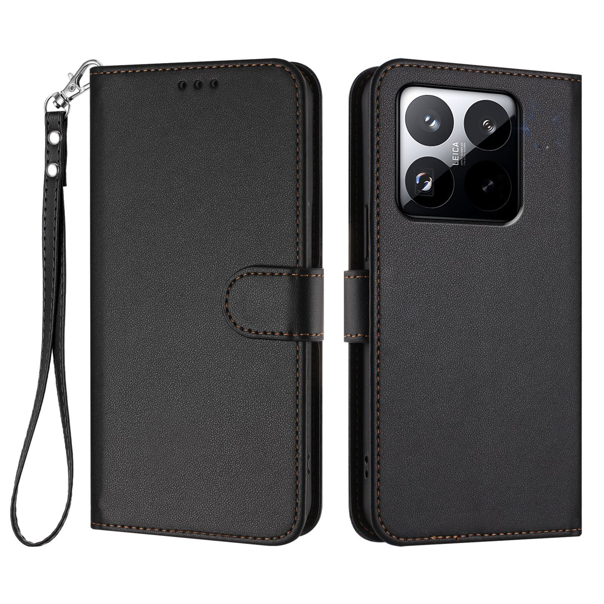 For Xiaomi 15T Leather Case Wallet Stand Phone Cover with Wrist Strap