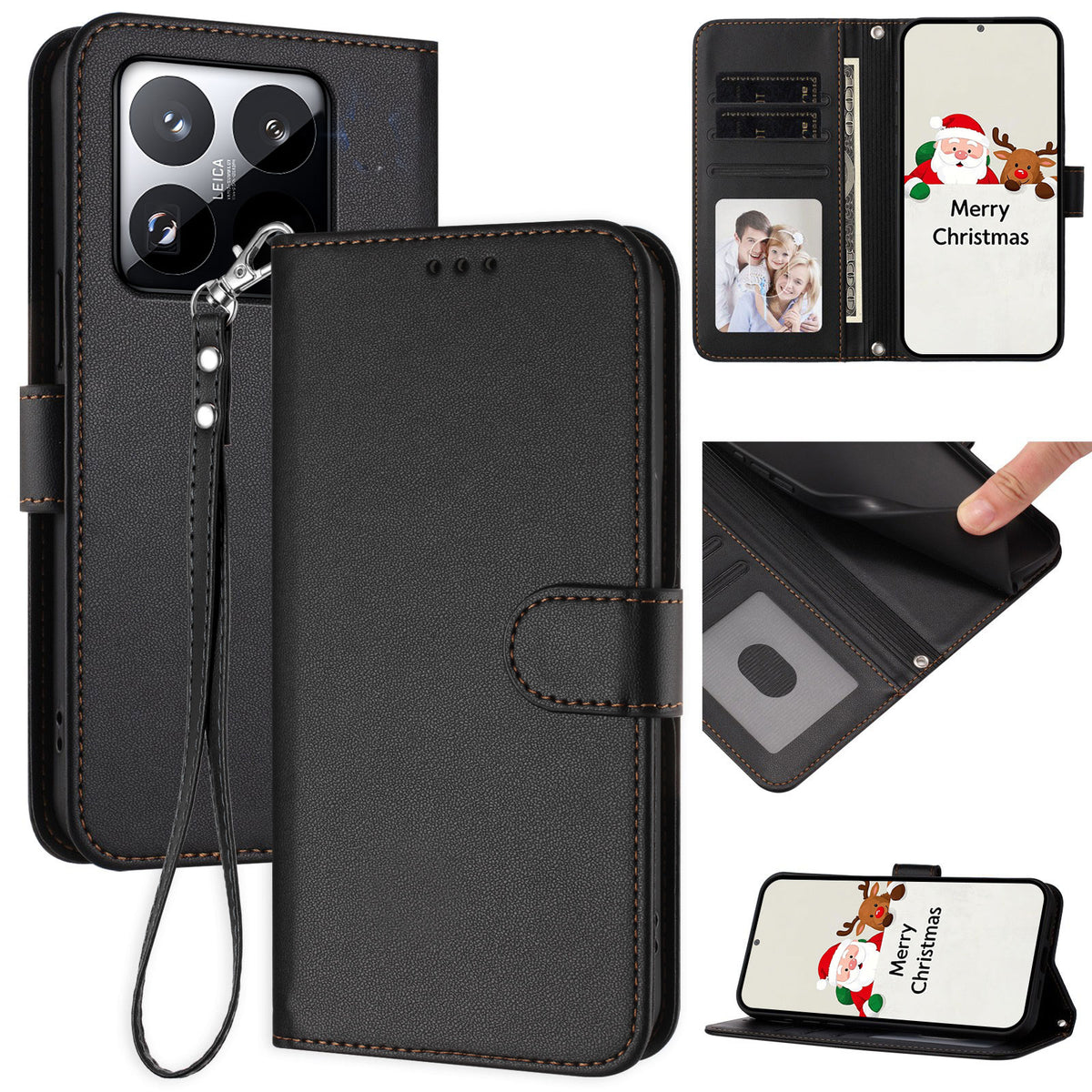 For Xiaomi 15T Leather Case Wallet Stand Phone Cover with Wrist Strap
