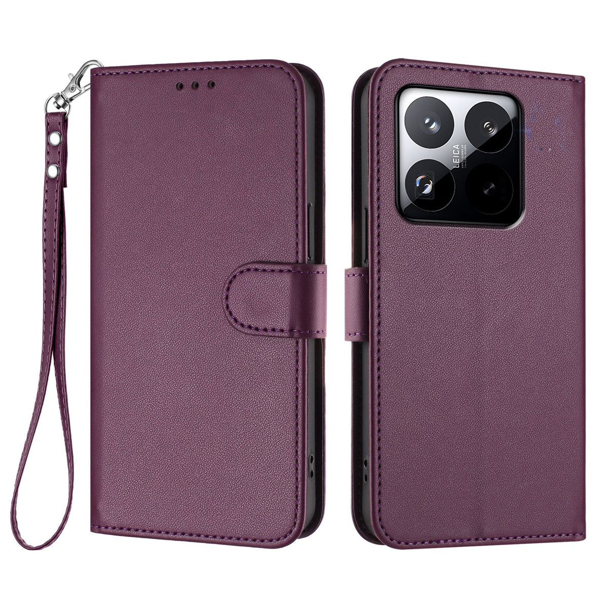 For Xiaomi 15T Leather Case Wallet Stand Phone Cover with Wrist Strap