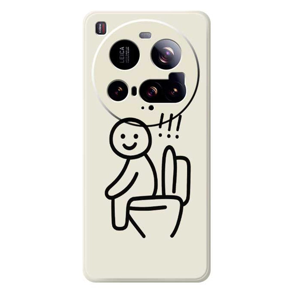 Xiaomi 15 Ultra-mobilcover med Stickman-toalettmönster, tryck, rak TPU-kant, mobilbaksida