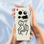 Xiaomi 15 Ultra-mobilcover med Stickman-toalettmönster, tryck, rak TPU-kant, mobilbaksida