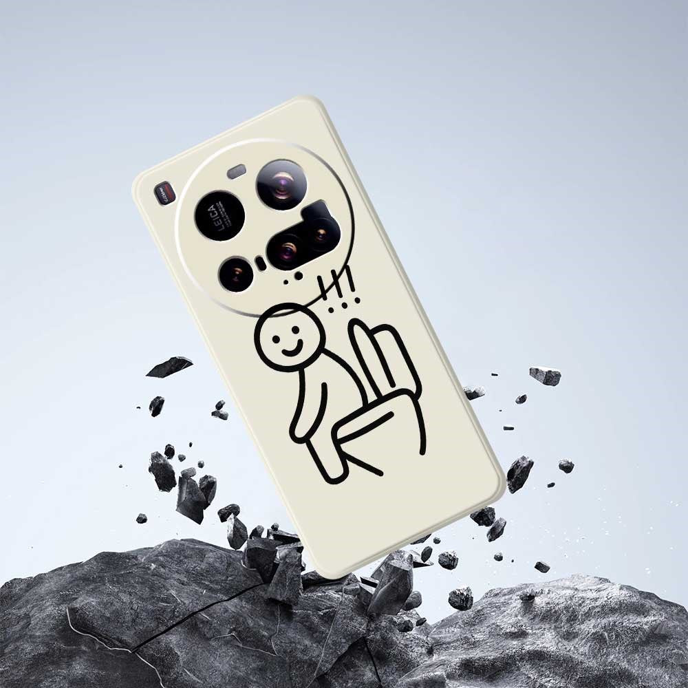 Xiaomi 15 Ultra-mobilcover med Stickman-toalettmönster, tryck, rak TPU-kant, mobilbaksida