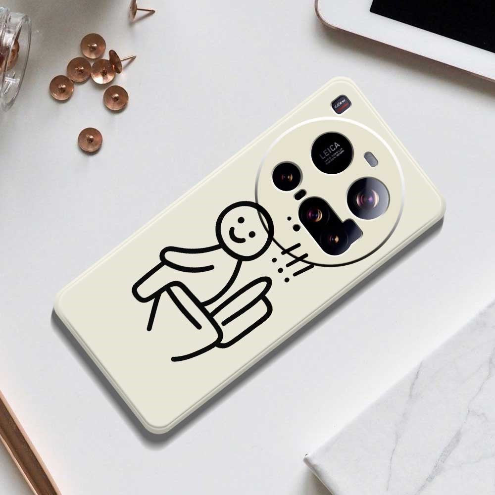 Xiaomi 15 Ultra-mobilcover med Stickman-toalettmönster, tryck, rak TPU-kant, mobilbaksida
