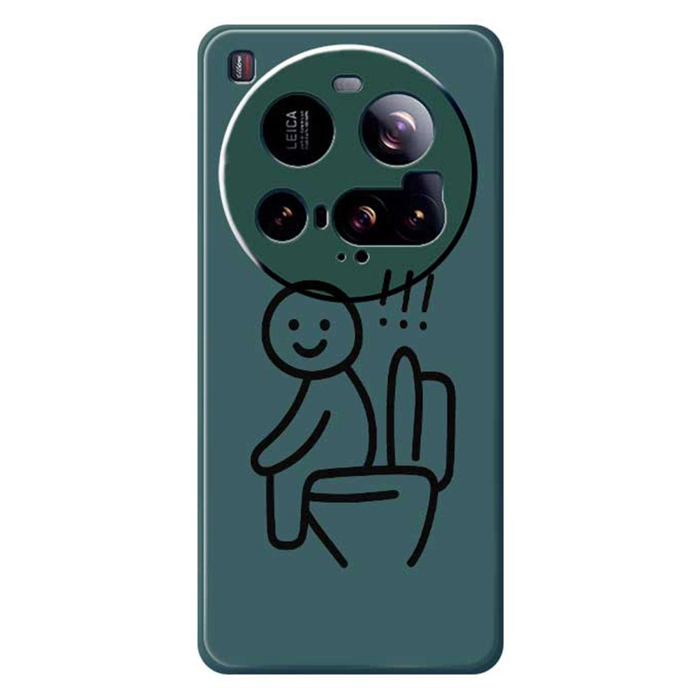 Xiaomi 15 Ultra-mobilcover med Stickman-toalettmönster, tryck, rak TPU-kant, mobilbaksida