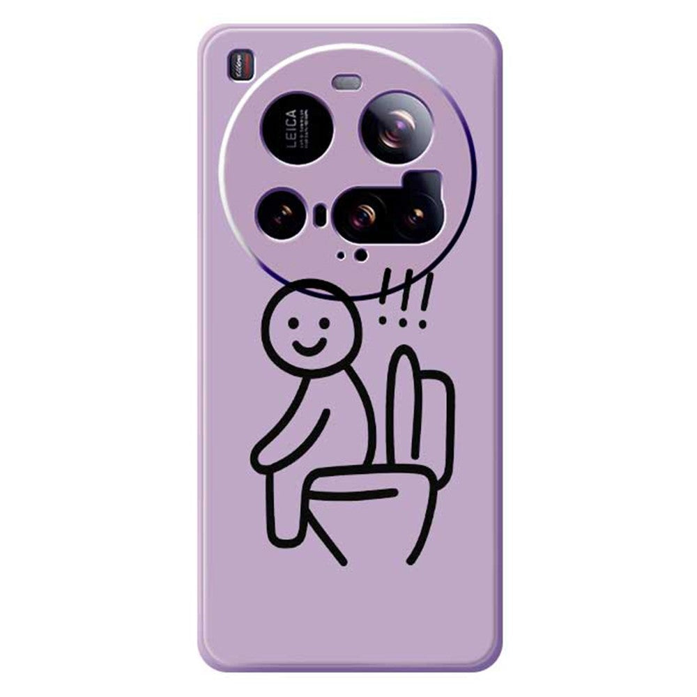Xiaomi 15 Ultra-mobilcover med Stickman-toalettmönster, tryck, rak TPU-kant, mobilbaksida
