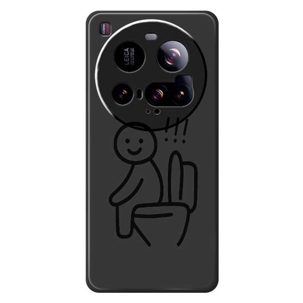Xiaomi 15 Ultra-mobilcover med Stickman-toalettmönster, tryck, rak TPU-kant, mobilbaksida