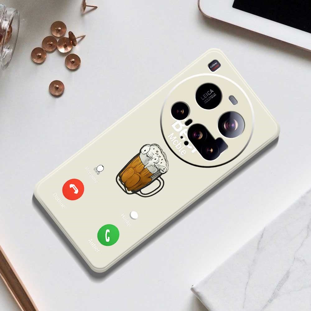 Xiaomi 15 Ultra-skal med ölmönster och rak kant i TPU-mobilens baksida