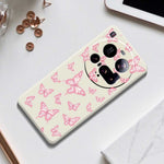 Xiaomi 15 Ultra-cover med lyserødt sommerfuglemønster og lige kant, TPU-cover