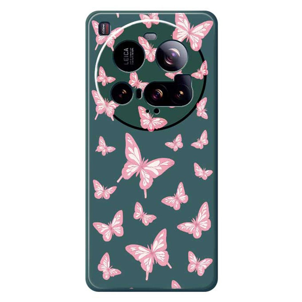 Xiaomi 15 Ultra-cover med lyserødt sommerfuglemønster og lige kant, TPU-cover