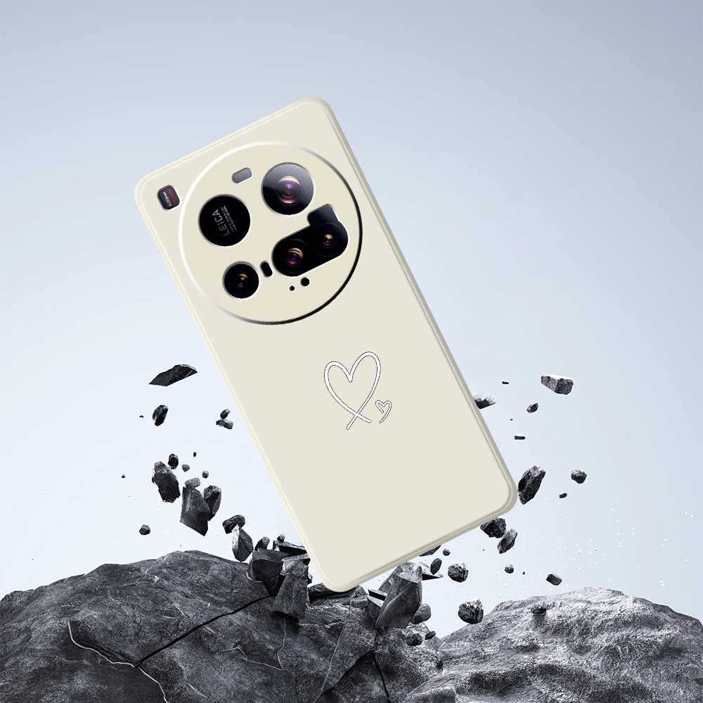 Skal till Xiaomi 15 Ultra med vitt kärleksmönster och rak kant i TPU-fodral.