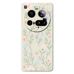 Xiaomi 15 Ultra-skal med rosa blått blommönster och rak kant i TPU-fodral