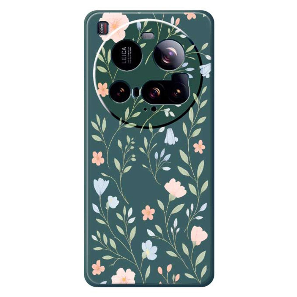 Xiaomi 15 Ultra-skal med rosa blått blommönster och rak kant i TPU-fodral