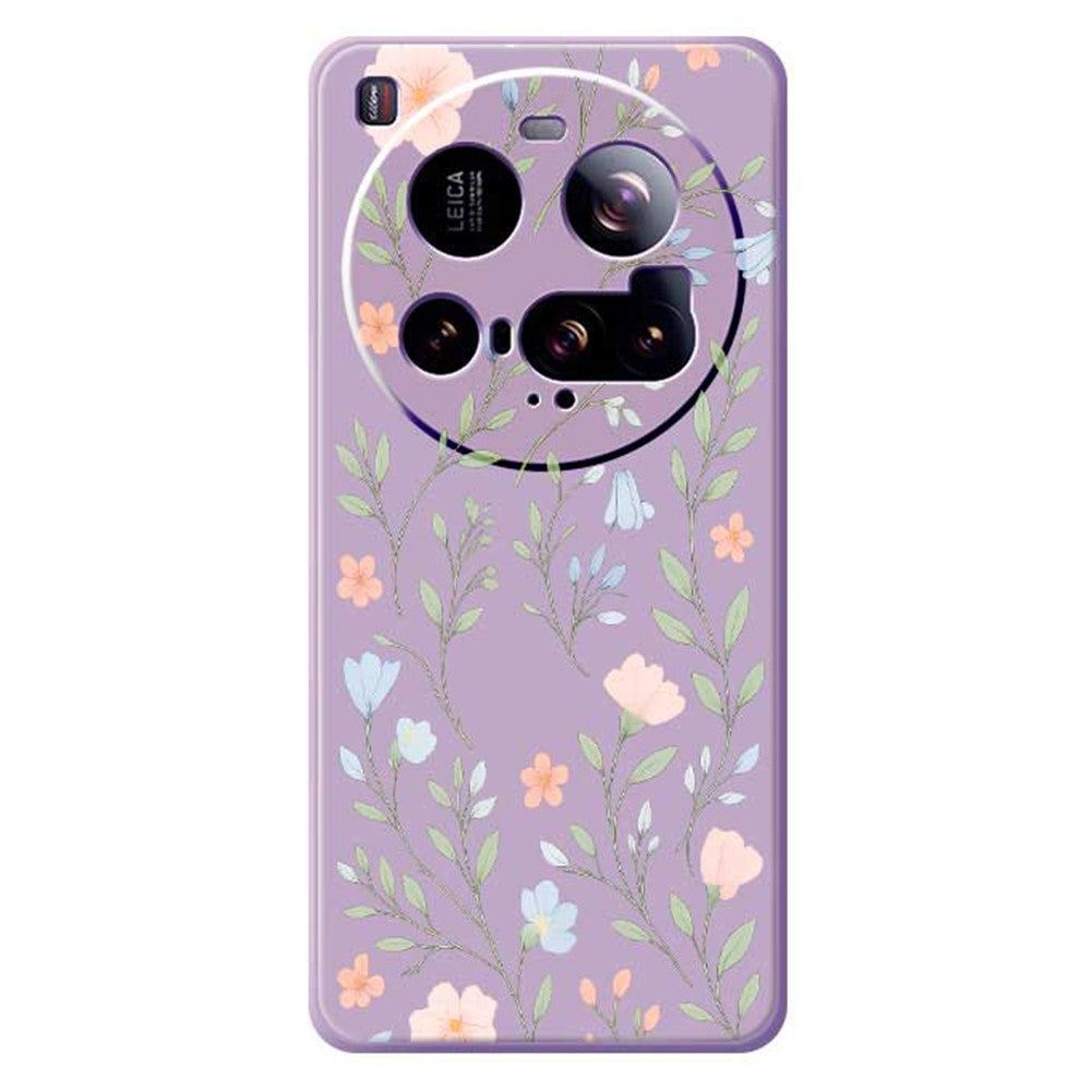 Xiaomi 15 Ultra-skal med rosa blått blommönster och rak kant i TPU-fodral