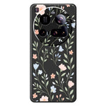 Xiaomi 15 Ultra-skal med rosa blått blommönster och rak kant i TPU-fodral