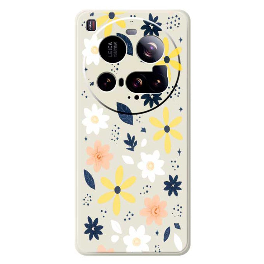 For Xiaomi 15 Ultra Case Colorful Floral Blue Leaves Pattern Printing Straight Edge TPU Phone Back Cover