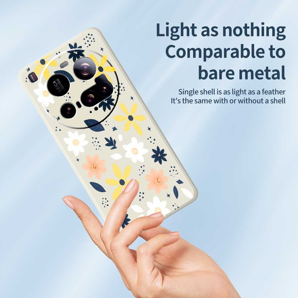 For Xiaomi 15 Ultra Case Colorful Floral Blue Leaves Pattern Printing Straight Edge TPU Phone Back Cover