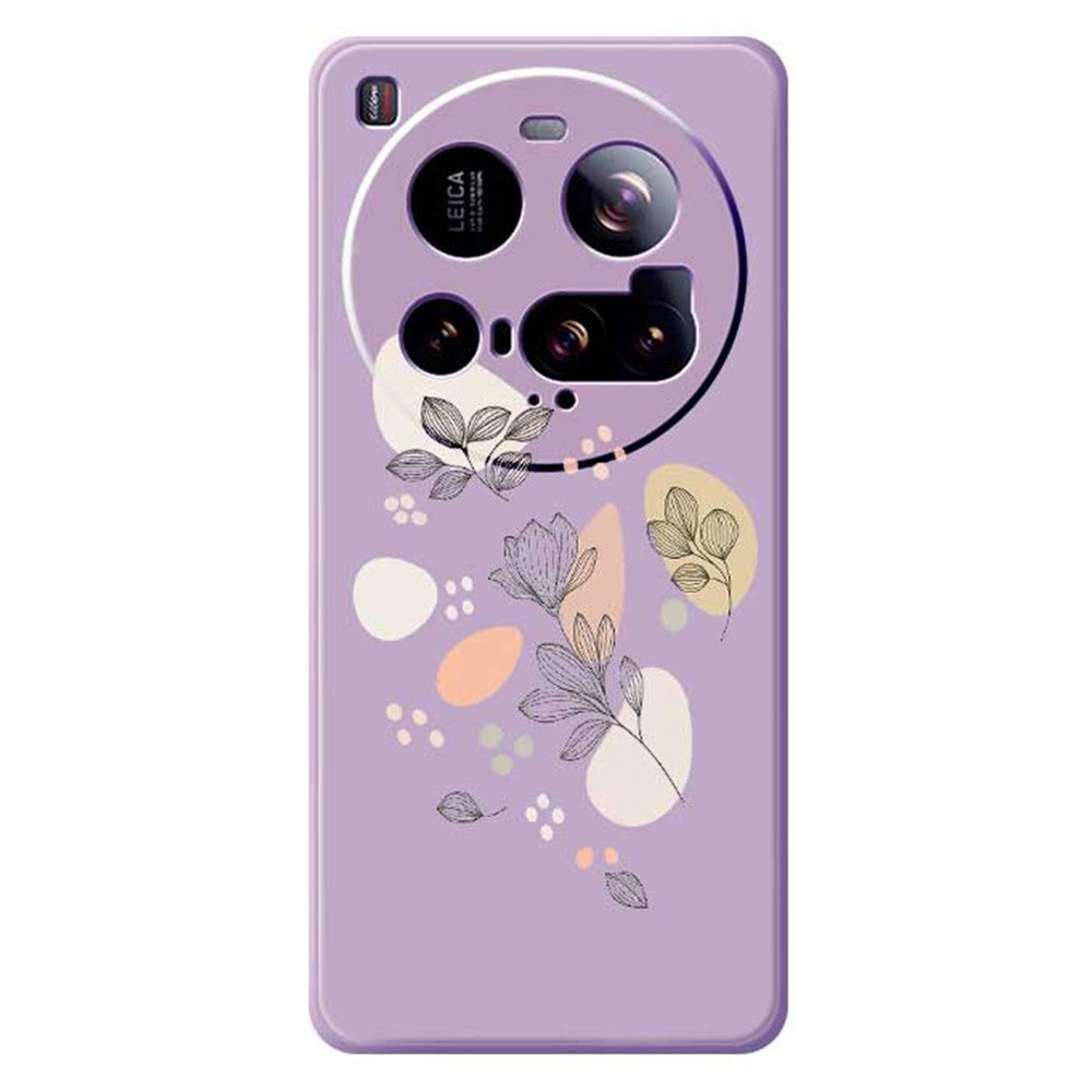 Xiaomi 15 Ultra-skal, skissartat lövmönster, tryck med rak kant, TPU-mobilbaksida