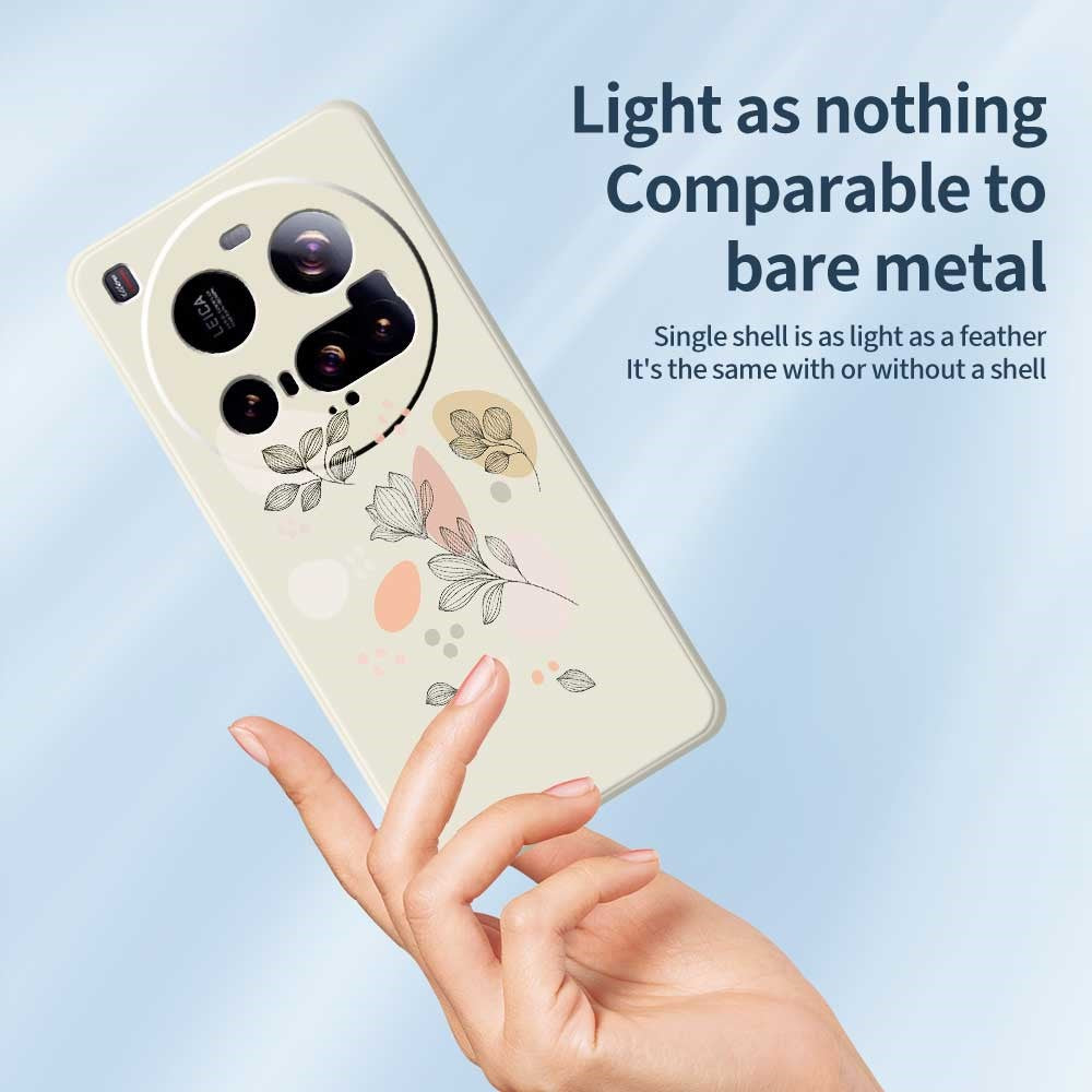 Xiaomi 15 Ultra-skal, skissartat lövmönster, tryck med rak kant, TPU-mobilbaksida