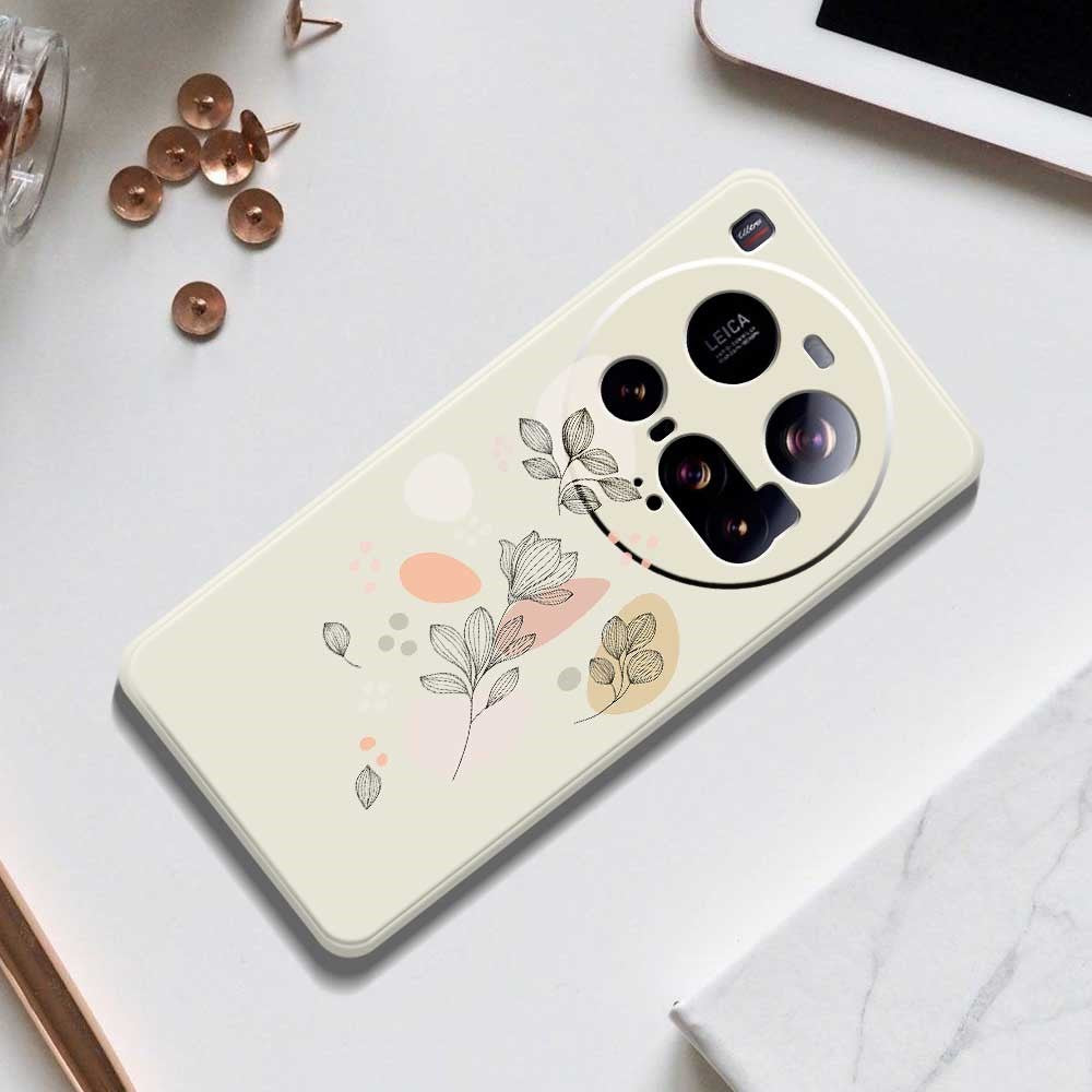 Xiaomi 15 Ultra-skal, skissartat lövmönster, tryck med rak kant, TPU-mobilbaksida