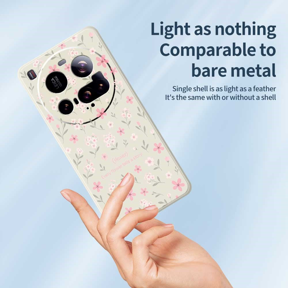 Xiaomi 15 Ultra-skal med litet blommönster och rak kant i TPU-fodral