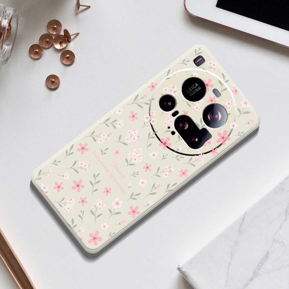 Xiaomi 15 Ultra-skal med litet blommönster och rak kant i TPU-fodral