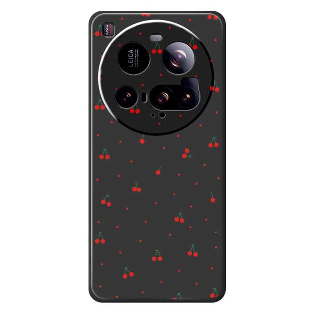 For Xiaomi 15 Ultra Case Red Cherry Pattern Printing Straight Edge TPU Phone Back Cover