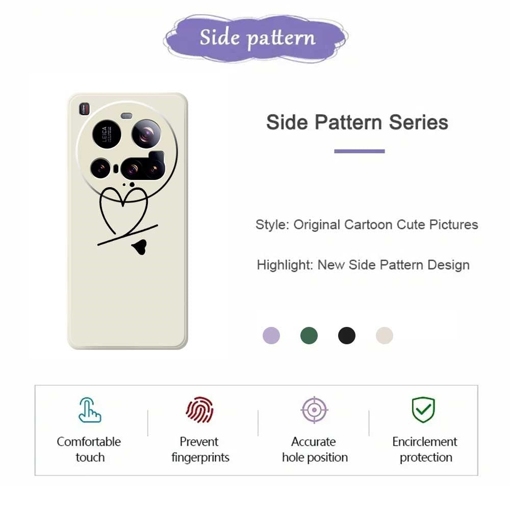 Xiaomi 15 Ultra-skal svart kärleksmönster tryck rak kant TPU mobilbaksida