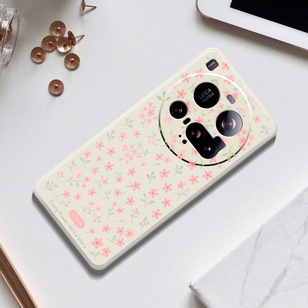 For Xiaomi 15 Ultra Case Pink Small Flowers Pattern Printing Straight Edge TPU Phone Back Cover