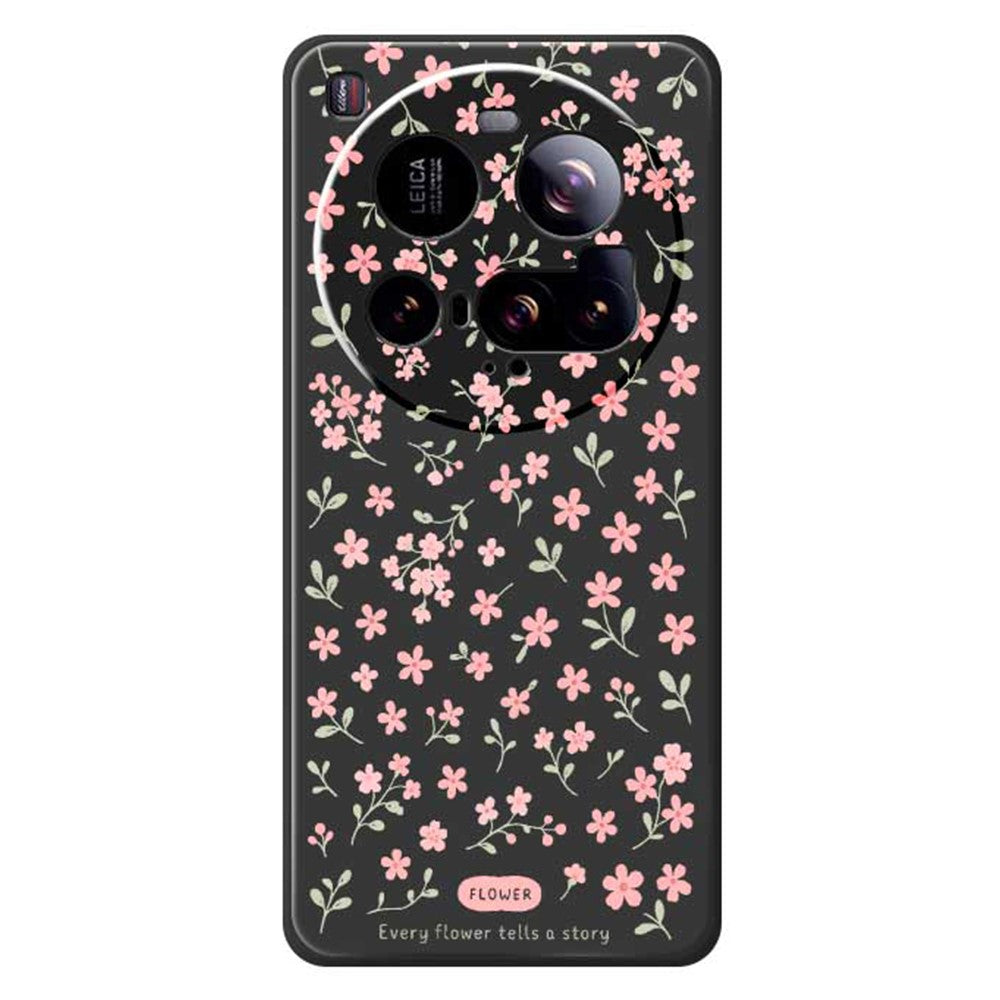 For Xiaomi 15 Ultra Case Pink Small Flowers Pattern Printing Straight Edge TPU Phone Back Cover