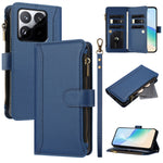 For Xiaomi 15T Leather Case 9 Card Slots Zipper Wallet Stand Phone Cover with Wrist Strap