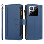 For Xiaomi 15T Leather Case 9 Card Slots Zipper Wallet Stand Phone Cover with Wrist Strap