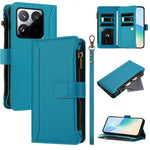 For Xiaomi 15T Leather Case 9 Card Slots Zipper Wallet Stand Phone Cover with Wrist Strap