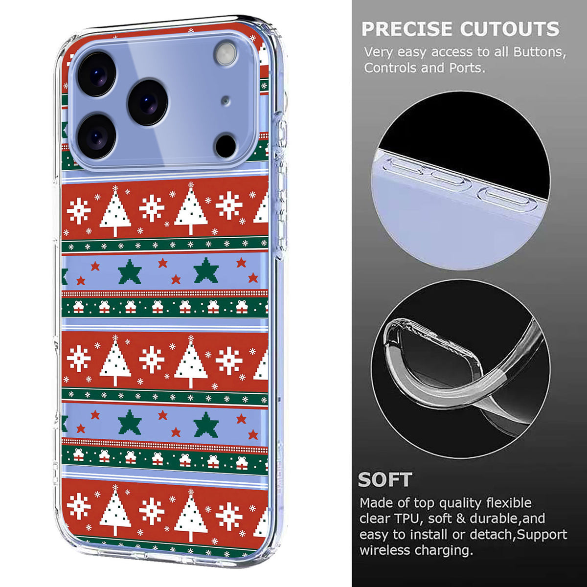 For iPhone 17 Pro Case Christmas Themed Pattern Printing TPU Phone Back Cover