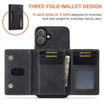 DG.MING M2-serien til iPhone 17 etui PU + PC + TPU telefoncover Aftagelig pung