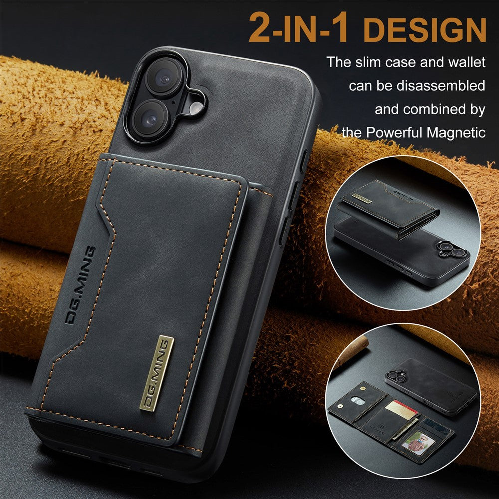 DG.MING M2-serien til iPhone 17 etui PU + PC + TPU telefoncover Aftagelig pung