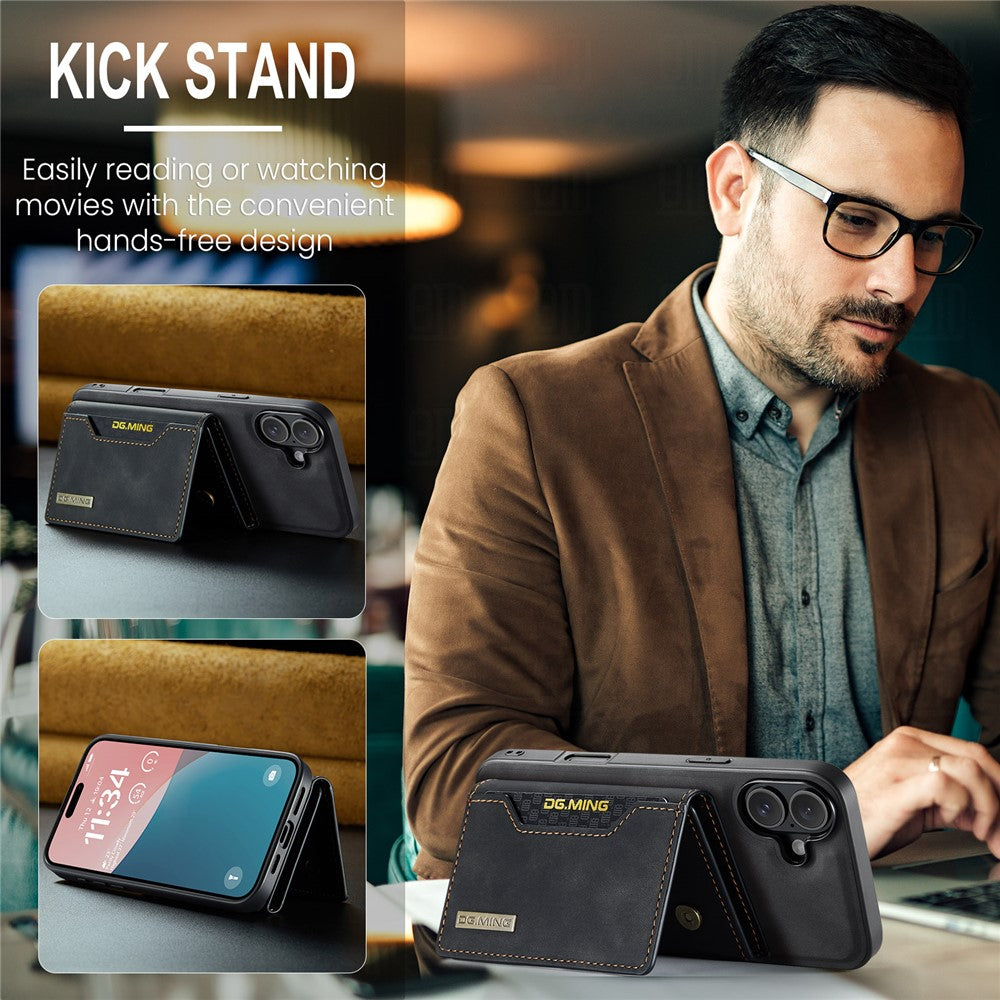 DG.MING M2-serien til iPhone 17 etui PU + PC + TPU telefoncover Aftagelig pung