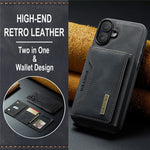 DG.MING M2-serien til iPhone 17 etui PU + PC + TPU telefoncover Aftagelig pung