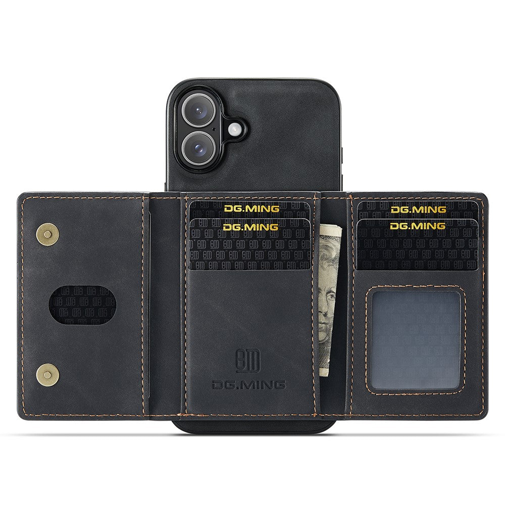 DG.MING M2-serien til iPhone 17 etui PU + PC + TPU telefoncover Aftagelig pung