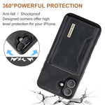 DG.MING M2-serien til iPhone 17 etui PU + PC + TPU telefoncover Aftagelig pung