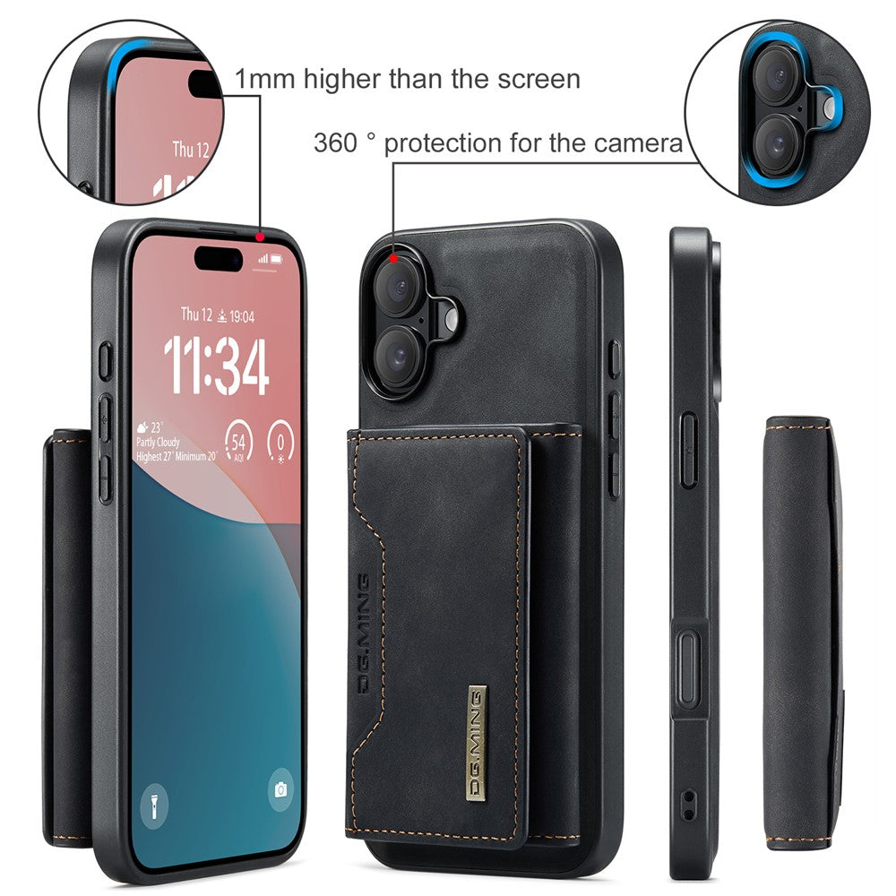 DG.MING M2-serien til iPhone 17 etui PU + PC + TPU telefoncover Aftagelig pung