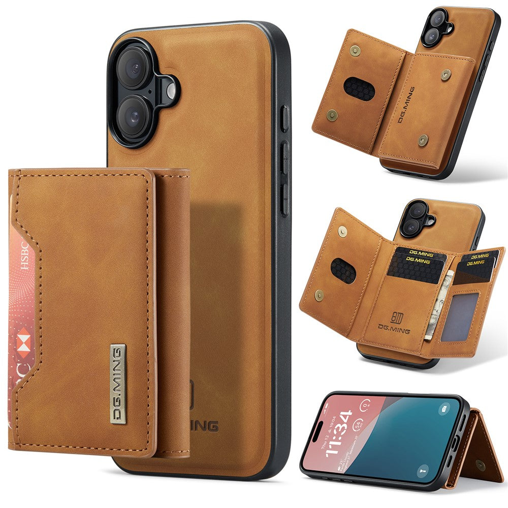 DG.MING M2-serien til iPhone 17 etui PU + PC + TPU telefoncover Aftagelig pung