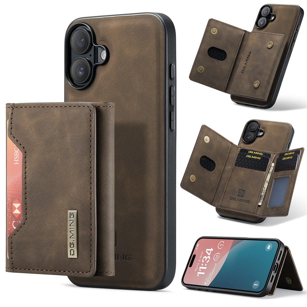 DG.MING M2-serien til iPhone 17 etui PU + PC + TPU telefoncover Aftagelig pung