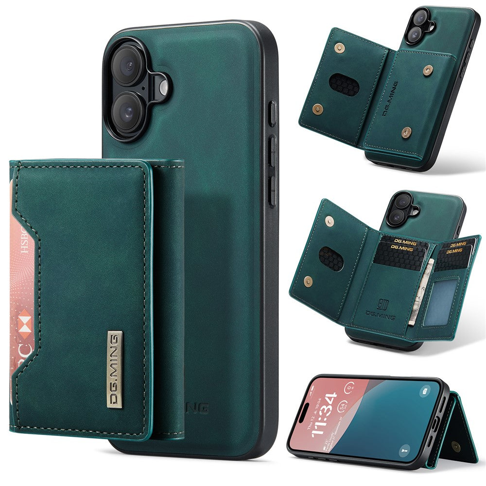 DG.MING M2-serien til iPhone 17 etui PU + PC + TPU telefoncover Aftagelig pung