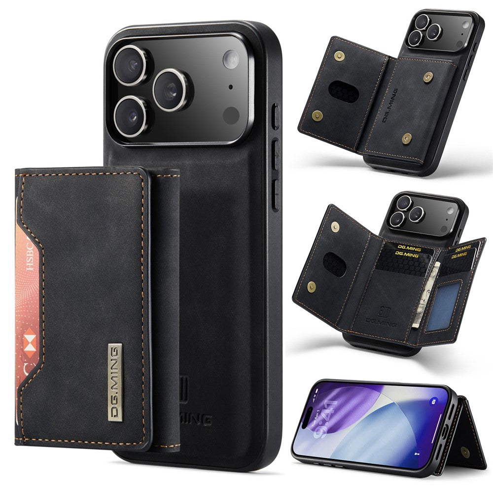 DG.MING M2 Series for iPhone 18 Pro / 17 Pro Case PU + PC + TPU Phone Cover Detachable Wallet